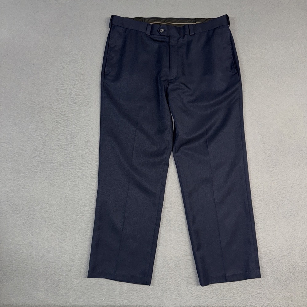 Haggar Pants Mens 38x29 (Fit 36x29) Blue Straight Fit Flat Front Polyester Dress